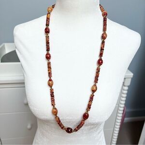 Funky multicolored long beaded necklace